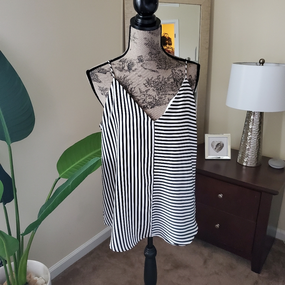 Express Black and White Striped Cami Size Large
